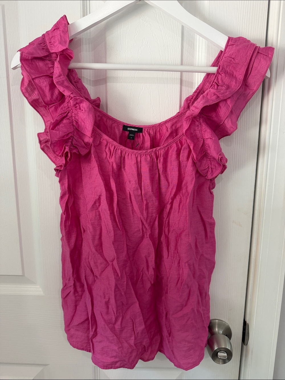 Express Bright Pink Ruffle Sleeve Top-NEW!!